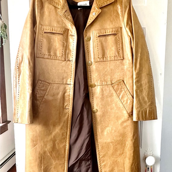 Hey Jude: vintage reworked tan leather jacket Sz small (Excellent Condition) - Picture 3 of 8